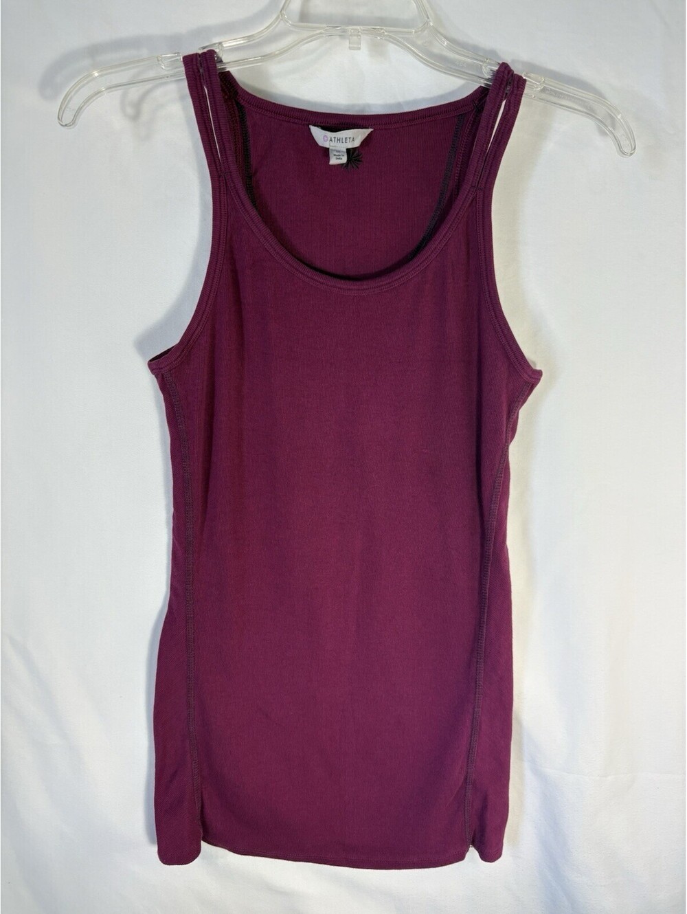 Athleta First Layer Tank Top Womens M Raspberry 2012 Cotton Stretch Yoga Workout